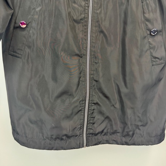 Michael Michael Kors Womens Black Logo Tape Hooded Windbreaker Jacket Small - Picture 9 of 16
